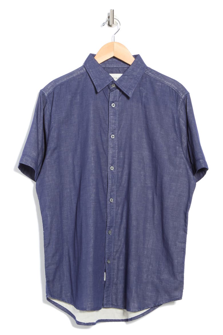 Encinitas Solid Short Sleeve Shirt, Alternate, color, NAVY
