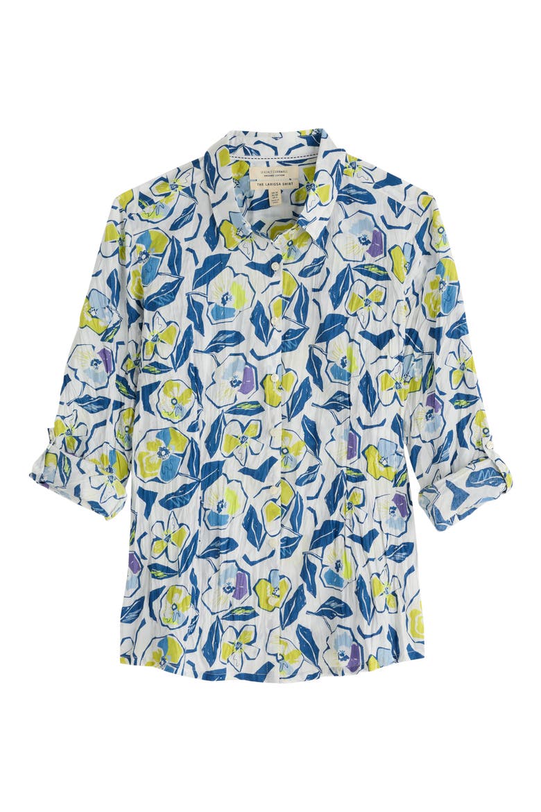Larissa Floral Organic Cotton Button-Up Shirt, Alternate, color, SKETCHBOOK POPPIES CHALK