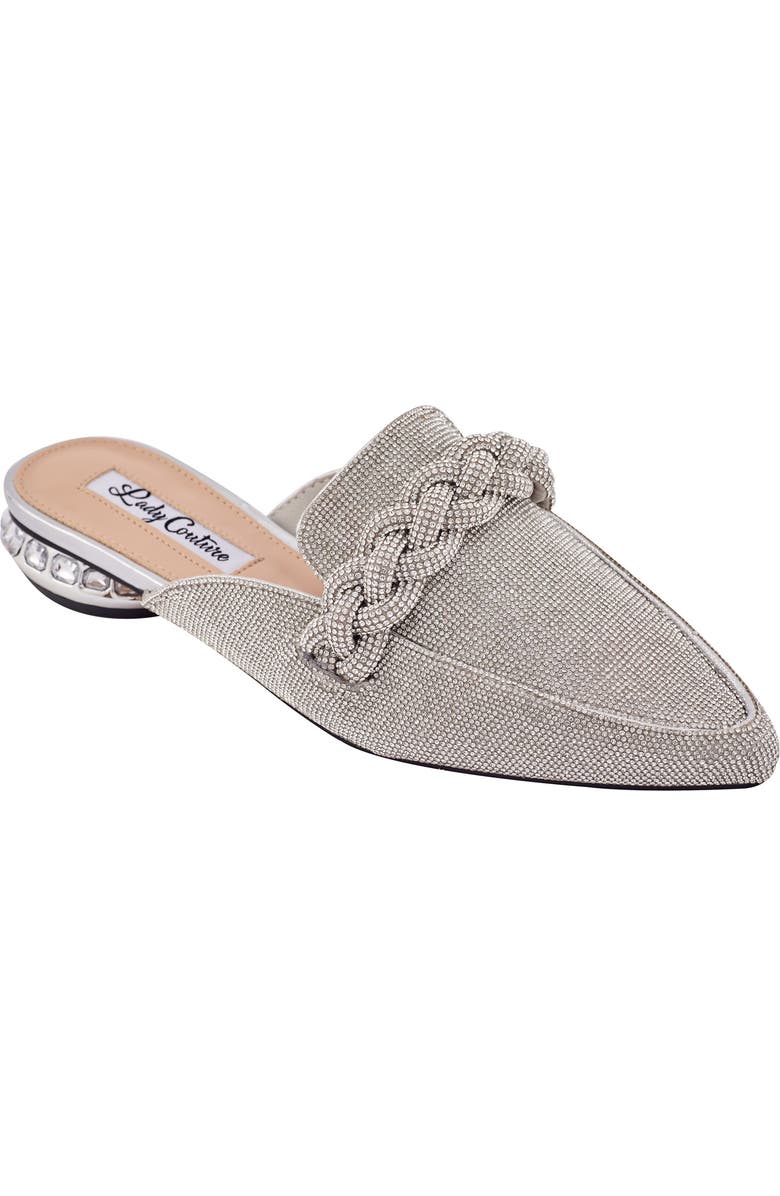 LADY COUTURE Micro Rhinestone Loafer Mule, Main, color, Silver