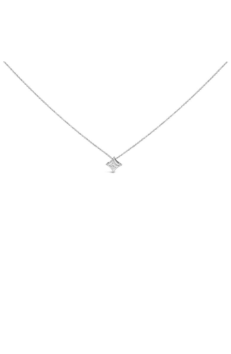 Haus of Brilliance 10K Gold 1/10 Cttw Bezel Set Solitaire Princess Diamond Kite Shaped Pendent Necklace, Main, color, White