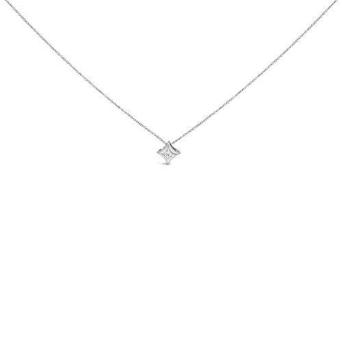 Haus of Brilliance 10K Gold 1/10 Cttw Bezel Set Solitaire Princess Diamond Kite Shaped Pendent Necklace in White at Nordstrom