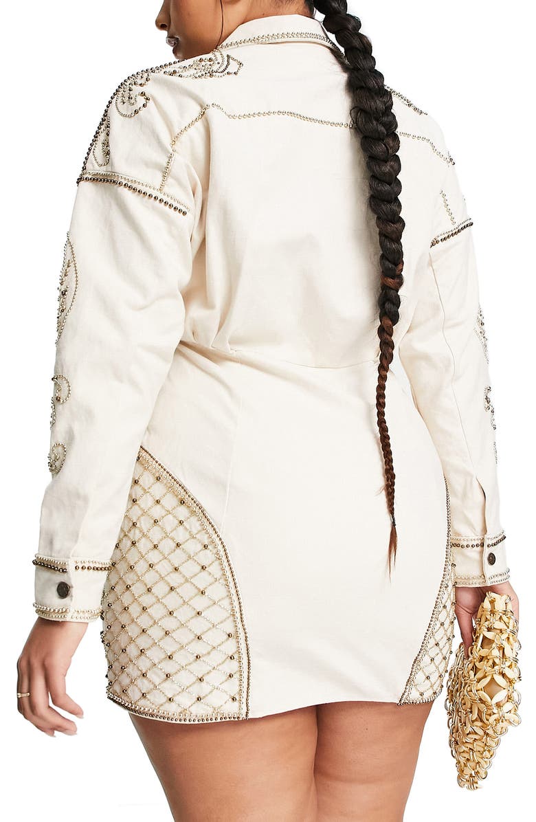 ASOS DESIGN Curve Mini Shirtdress, Alternate, color,