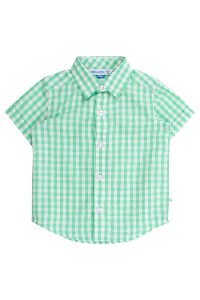 Toddler Short Sleeve Button Down Shirt, Main, color, Classic Spring Green Gingham