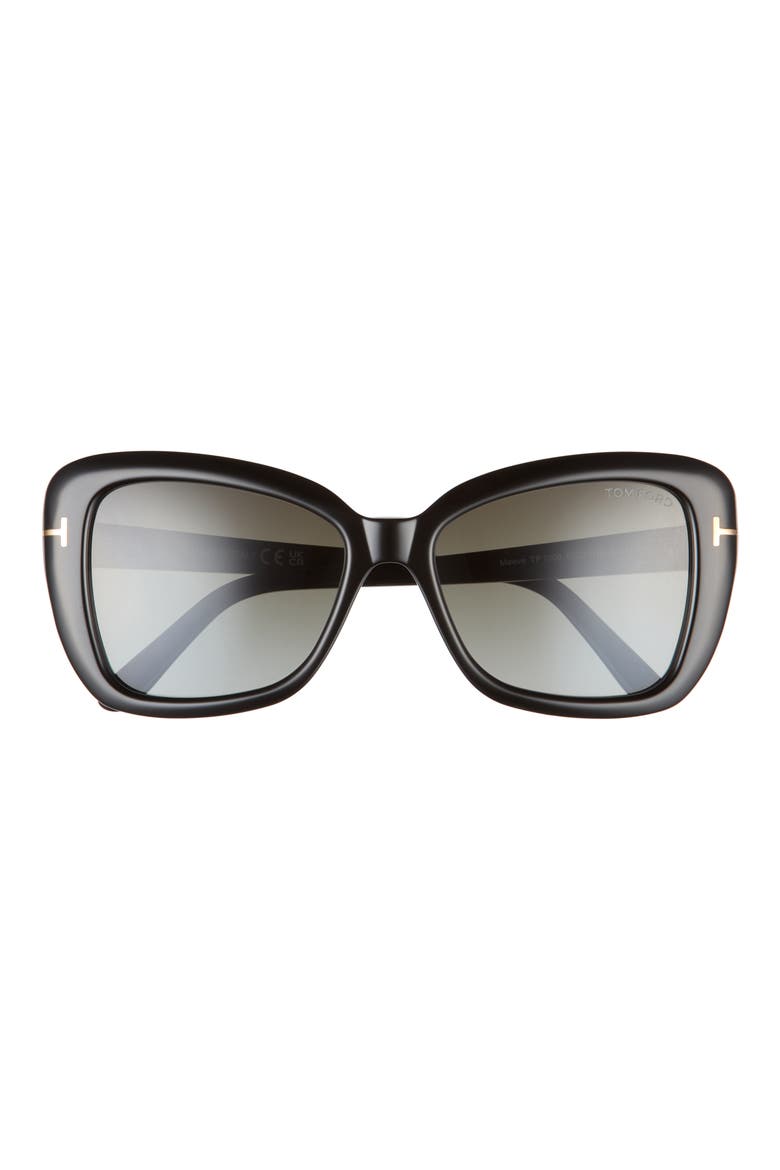 Maeve 55mm Gradient Butterfly Sunglasses, Main, color, SHINY BLACK/ SMOKE