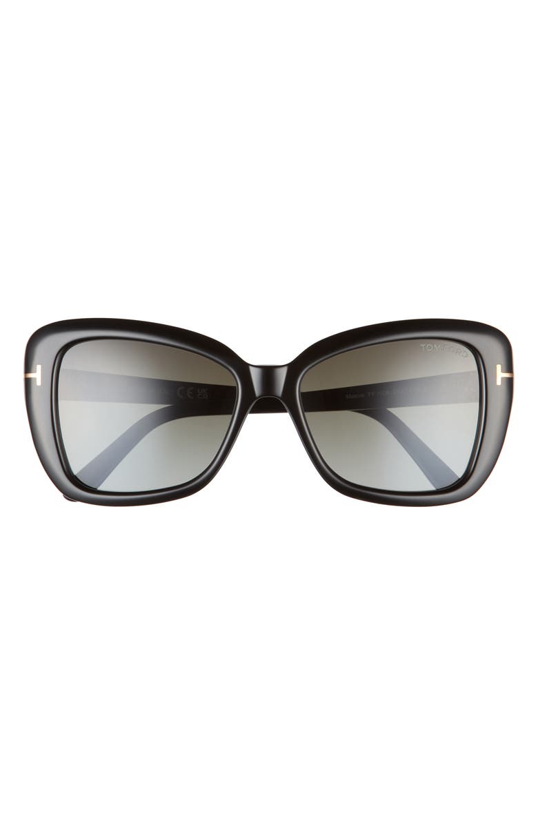 TOM FORD Maeve 55mm Gradient Butterfly Sunglasses, Main, color, Shiny Black/ Smoke