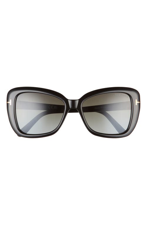 Tom Ford Maeve 55mm Gradient Butterfly Sunglasses In Shiny Black/smoke