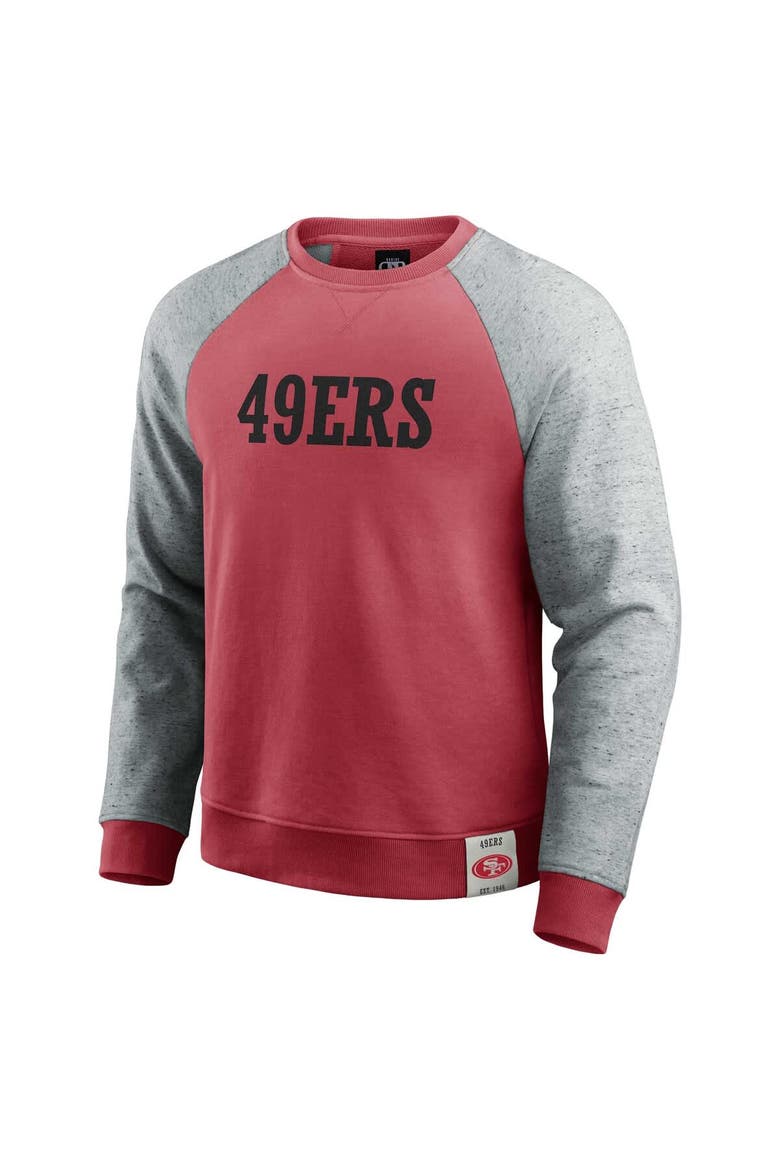 Men's Darius Rucker Collection by Fanatics Scarlet/Heather Gray San Francisco 49ers Colorblock Pullover Sweatshirt, Alternate, color, Scarlet