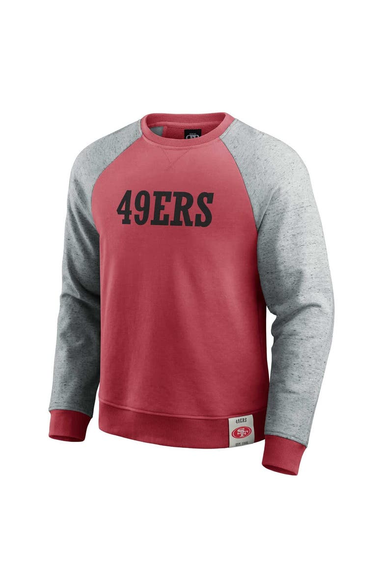 Darius Rucker Collection by Fanatics Men's Darius Rucker Collection by Fanatics Scarlet/Heather Gray San Francisco 49ers Colorblock Pullover Sweatshirt, Alternate, color, Scarlet