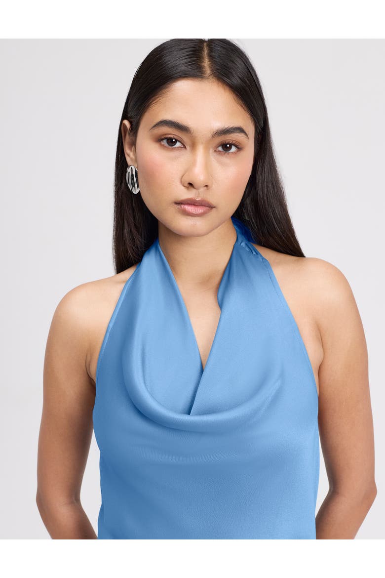 Elara Cowl Front Satin Maxi Dress, Alternate, color, Chambray Blue