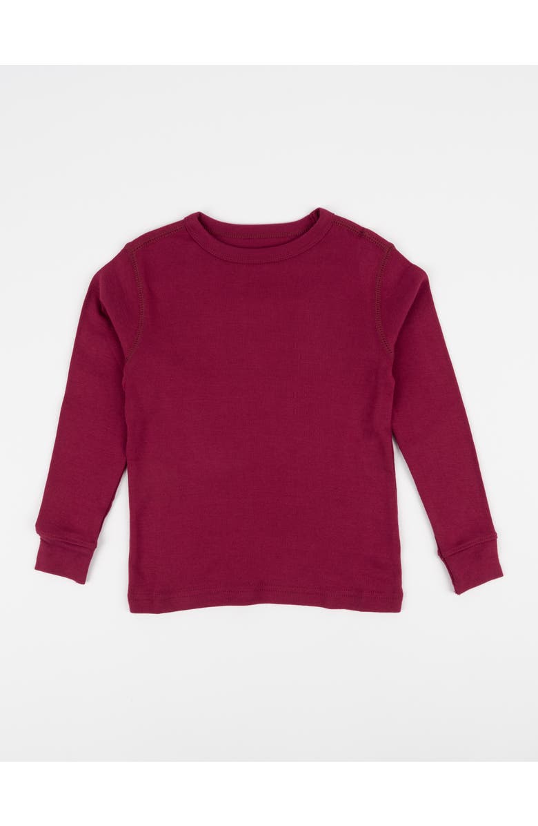 Leveret Kids Long Sleeve T-Shirt, 100% Cotton, Solid Colors, Main, color, Maroon
