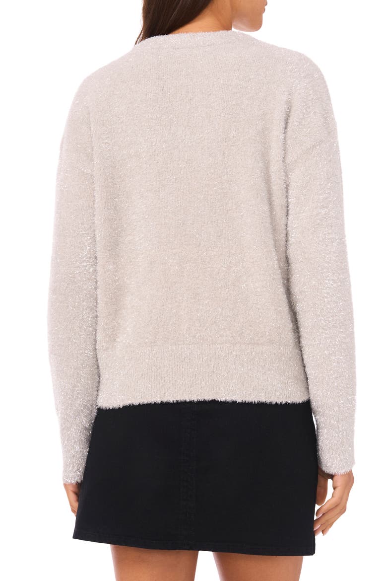 Metallic Eyelash Sweater, Alternate, color, COOL GREY SILVER