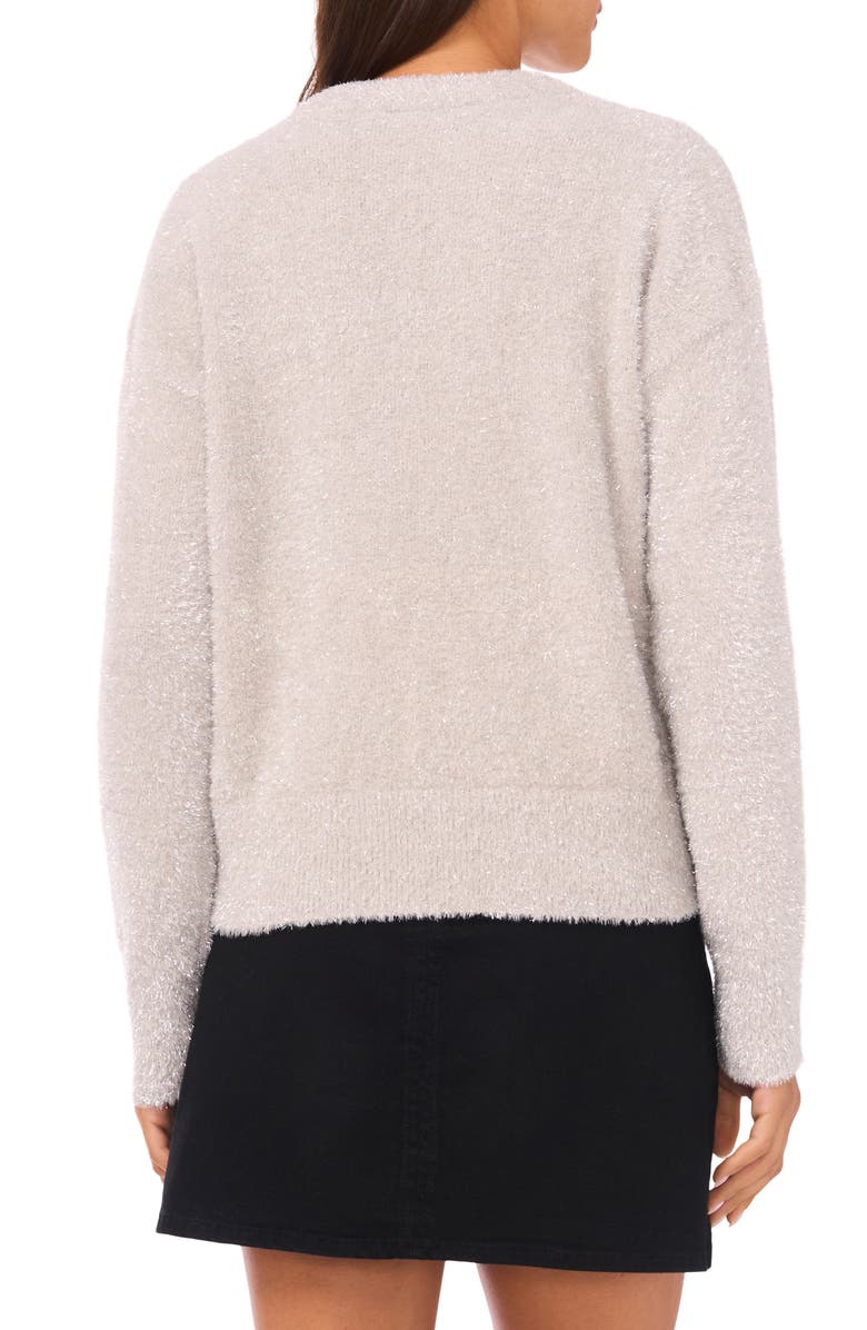 Vince Camuto Metallic Eyelash Sweater, Alternate, color, Cool Grey Silver