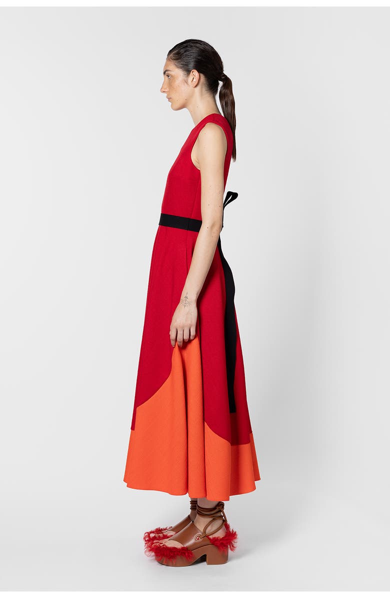 Roksanda Mire Colour Block Hopsack Dress, Alternate, color, Bennett Red / Venetian Red