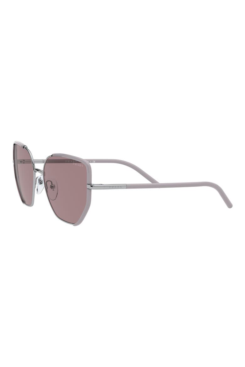 58mm Cat Eye Sunglasses, Alternate, color, MINK SILVER LGHT PRPLE BRWN