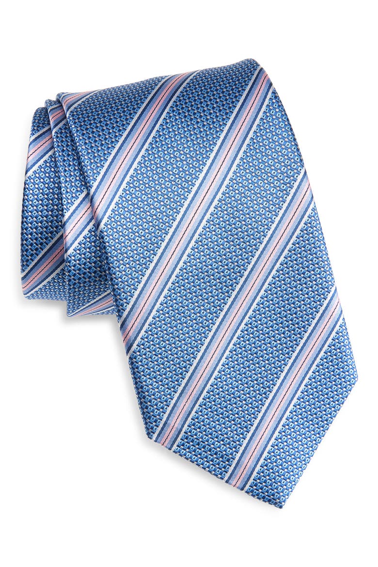 Stripe Silk Jacquard Tie, Main, color, NAVY