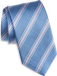 David Donahue Stripe Silk Jacquard Tie
