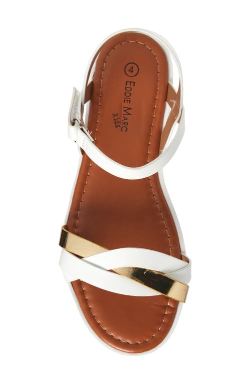 Extreme By Eddie Marc Kids' Metallic Strap Sandal In White