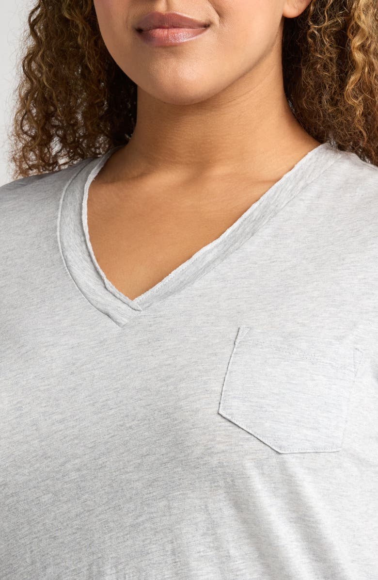 Caslon<sup>®</sup> Short Sleeve Cotton & Modal V-Neck Pocket T-Shirt, Alternate, color, Grey Heather