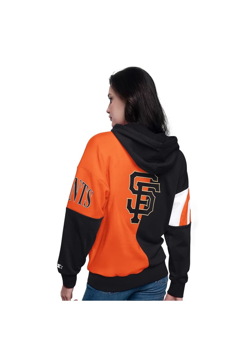 STARTER Women's Starter Black/Orange San Francisco Giants Curve Ball Full Zip Hoodie Sweatshirt, Alternate, color, 