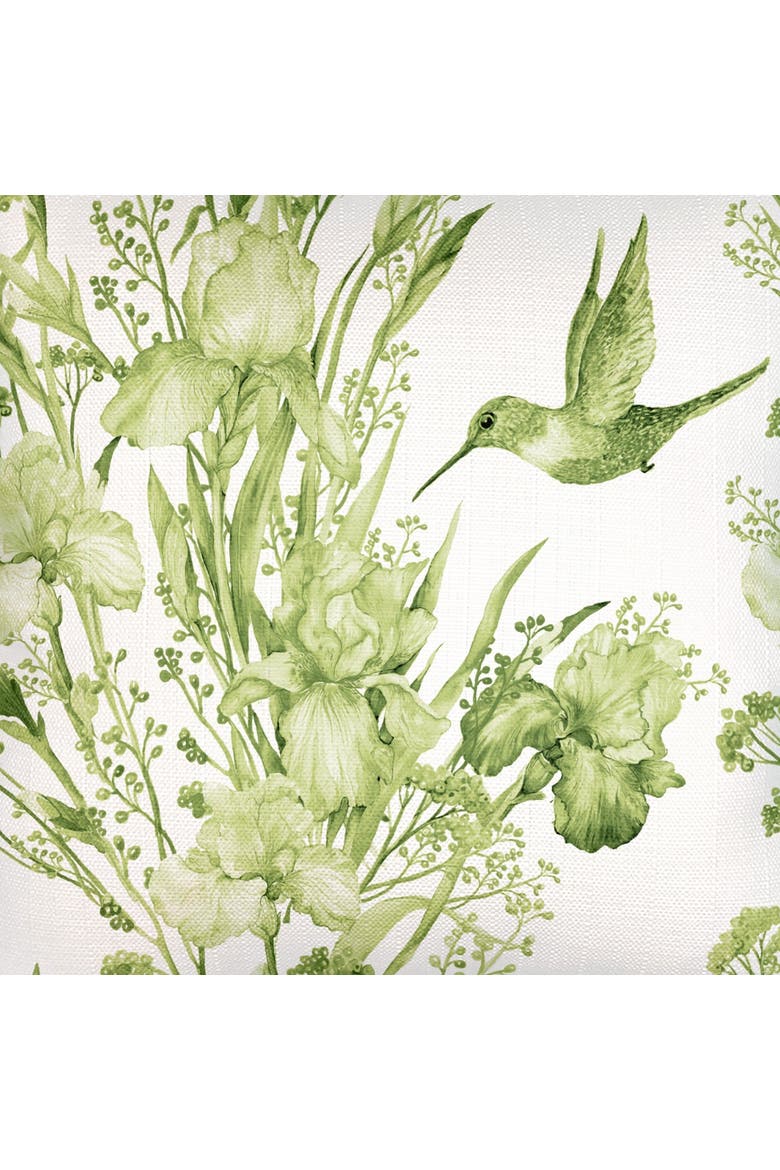 Hummingbird Garden Linen Pillow with Down Alternative Insert, Alternate, color, Pure Green