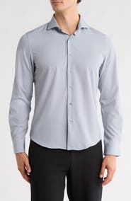 DENIM AND FLOWER Geometric Print Performance Button-Up Shirt