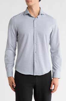 DENIM AND FLOWER Geometric Print Performance Button-Up Shirt