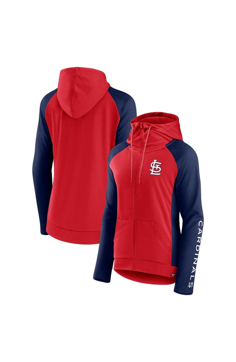 FANATICS Women's Fanatics Branded Red/Navy St. Louis Cardinals Iconic Raglan Full-Zip Hoodie, Main, color, 