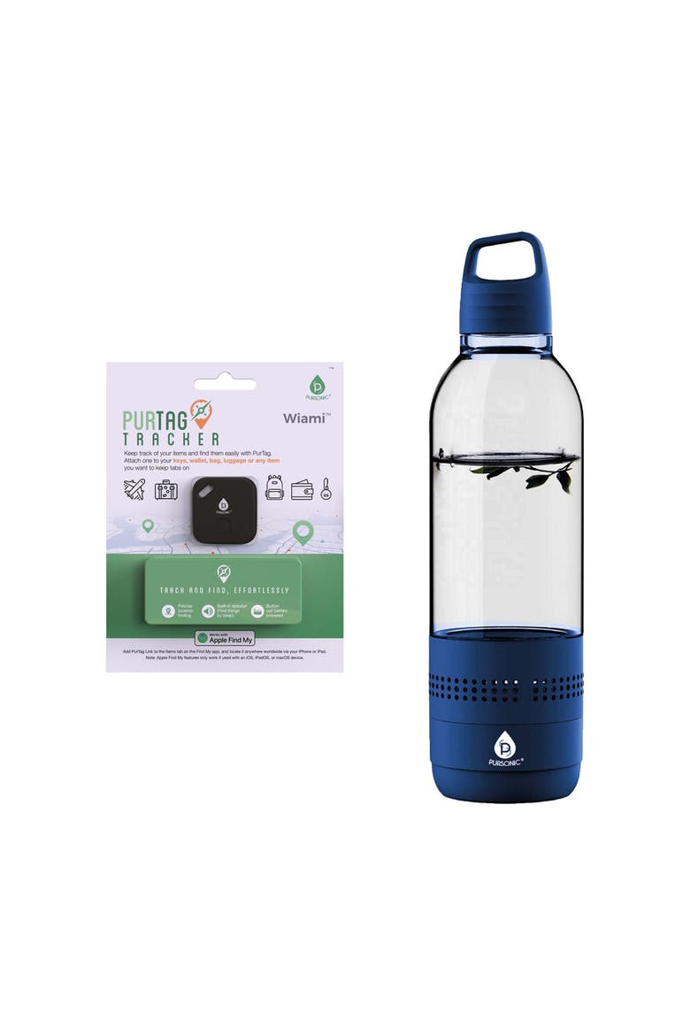 2-in-1 Water Bottle Speaker & Purtag Tracker Bundle Hydration, Music & Security On the Go!, Main, color, Black