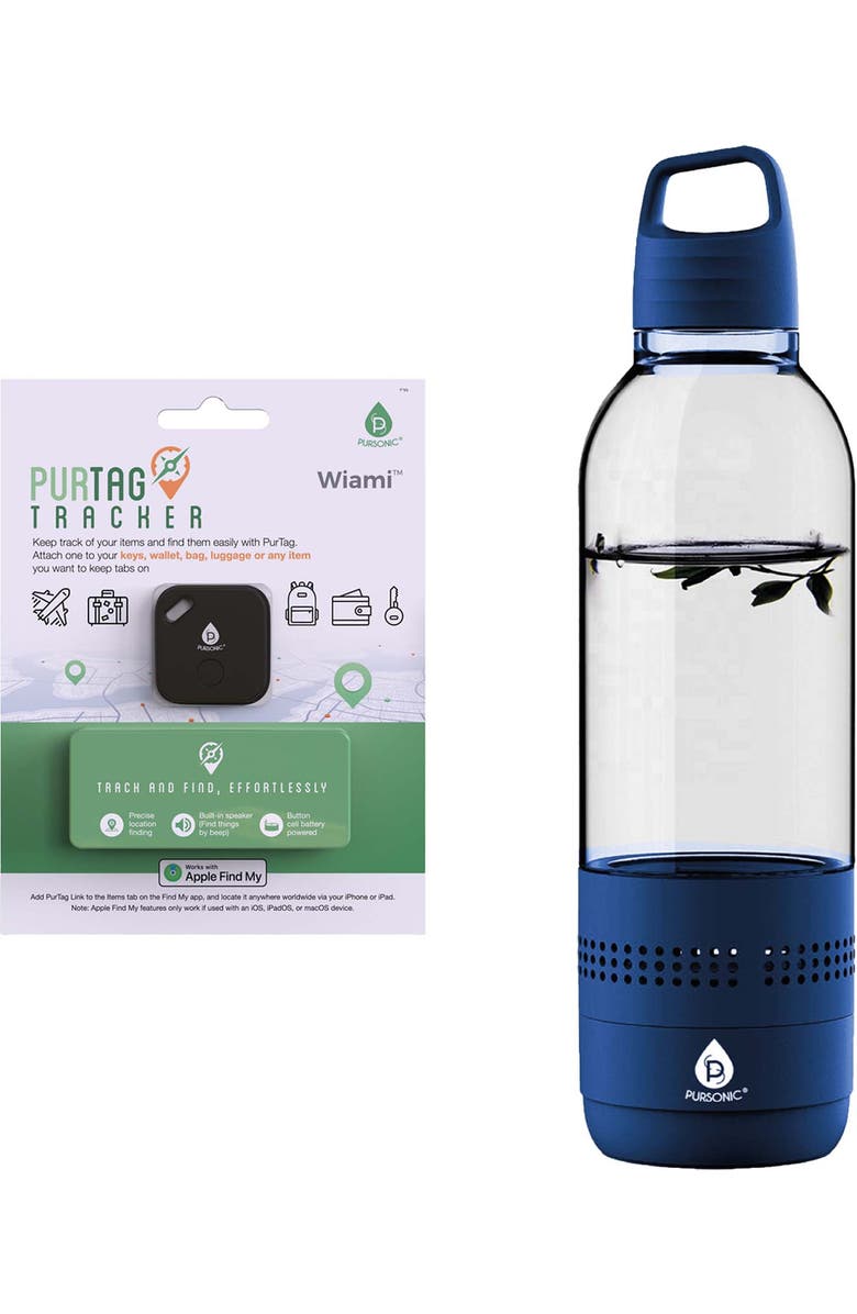 PURSONIC 2-in-1 Water Bottle Speaker & Purtag Tracker Bundle Hydration, Music & Security On the Go!, Main, color, Black