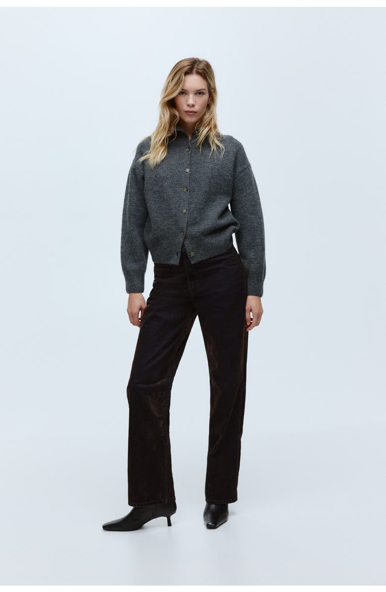 H&M Flocked Straight High Jeans, Alternate, color, Dark Brown