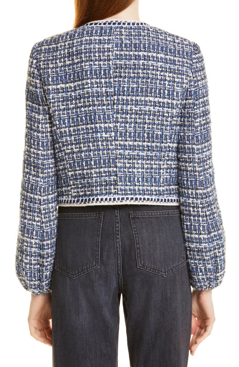 Veronica Beard Brim Cotton Blend Tweed Jacket, Alternate, color, Blue Multi