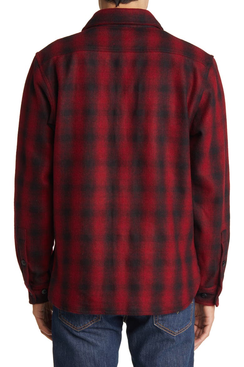 Plaid Wool Blend Button-Up Shirt Jacket, Alternate, color, RED