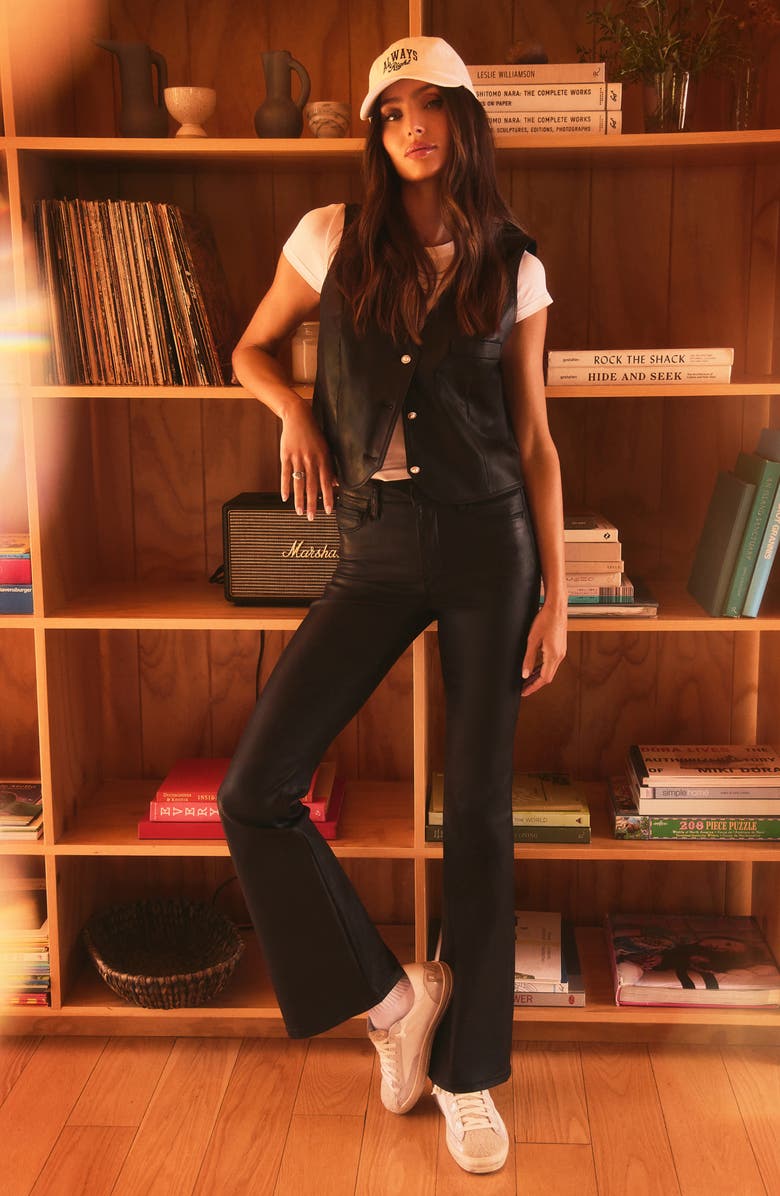 KUT from the Kloth Ana Fab Ab Coated High Waist Flare Jeans, Alternate, color, Black