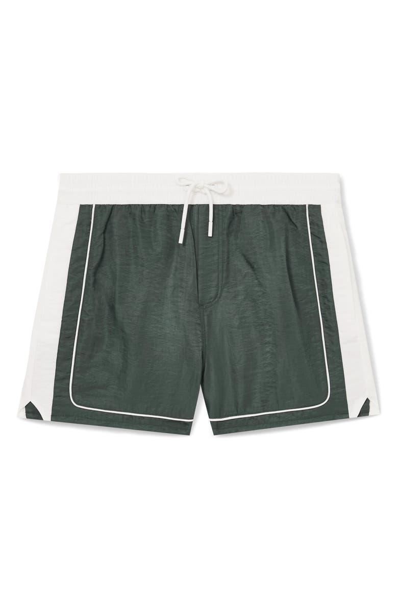 Reiss Cano Swim Trunks, Alternate, color, Dark Green/ Whit