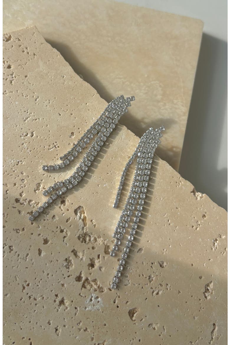 Crystal Cascading Drop Earrings, Alternate, color, SILVER