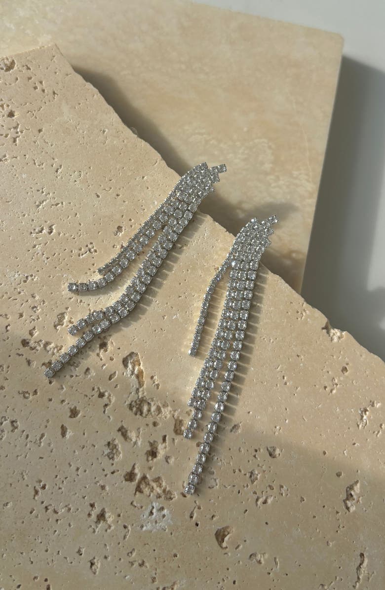 Adornia Crystal Cascading Drop Earrings, Alternate, color, Silver