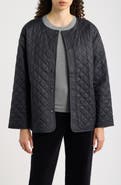 Eileen Fisher Round Neck Quilted Short Coat