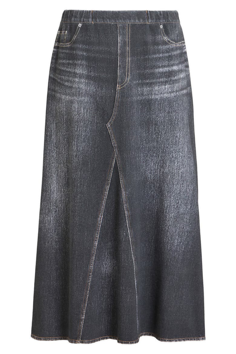 Laccato Trompe l'Oeil Jersey Maxi Skirt, Main, color, BLACK