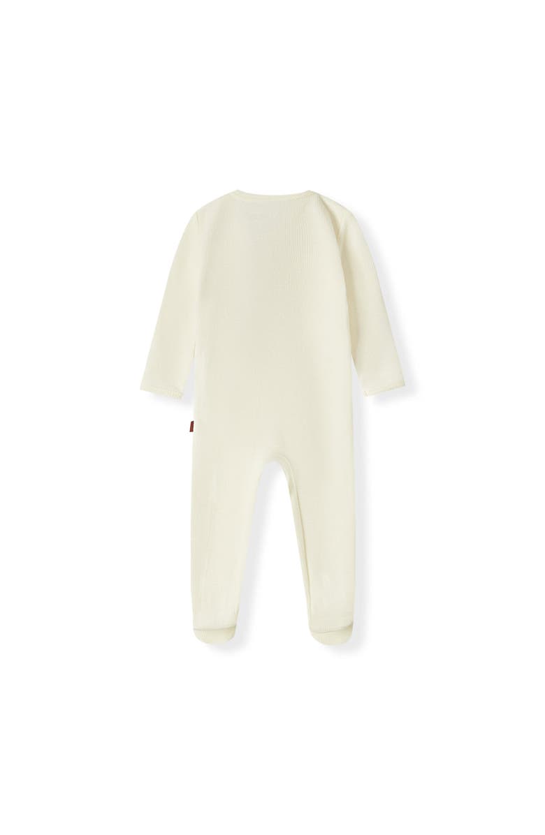 Milkbarn Waffle Zipper Footed Romper, Alternate, color, Cream