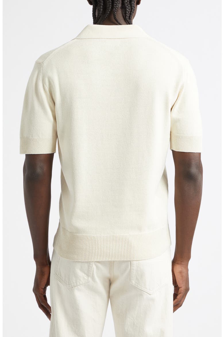 Short Sleeve Silk Polo Sweater, Alternate, color, ECRU