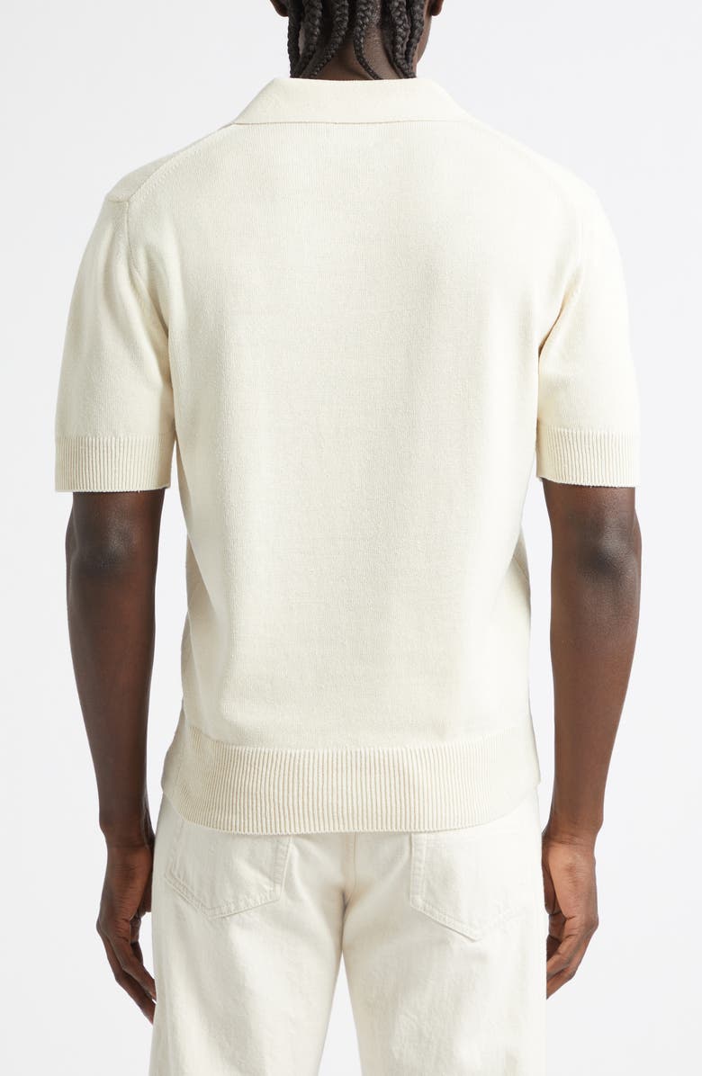 Drake's Short Sleeve Silk Polo Sweater, Alternate, color, Ecru