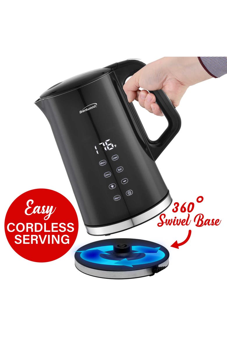 1.7L 1100W bpa Free Cordless Digital Electric Kettle, Alternate, color, Black