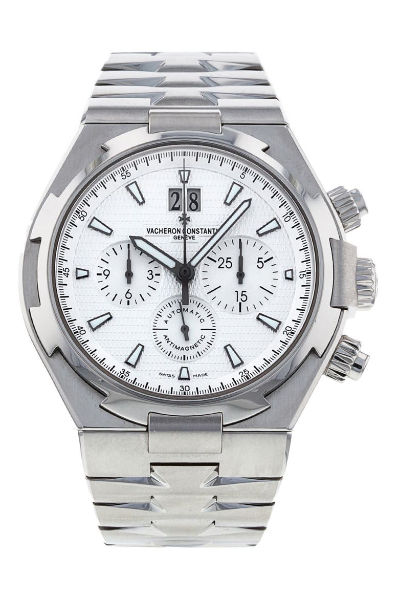 Vacheron Constantin Preowned Overseas Chronograph Bracelet Watch, 42mm, Main, color, WHITE GOLD