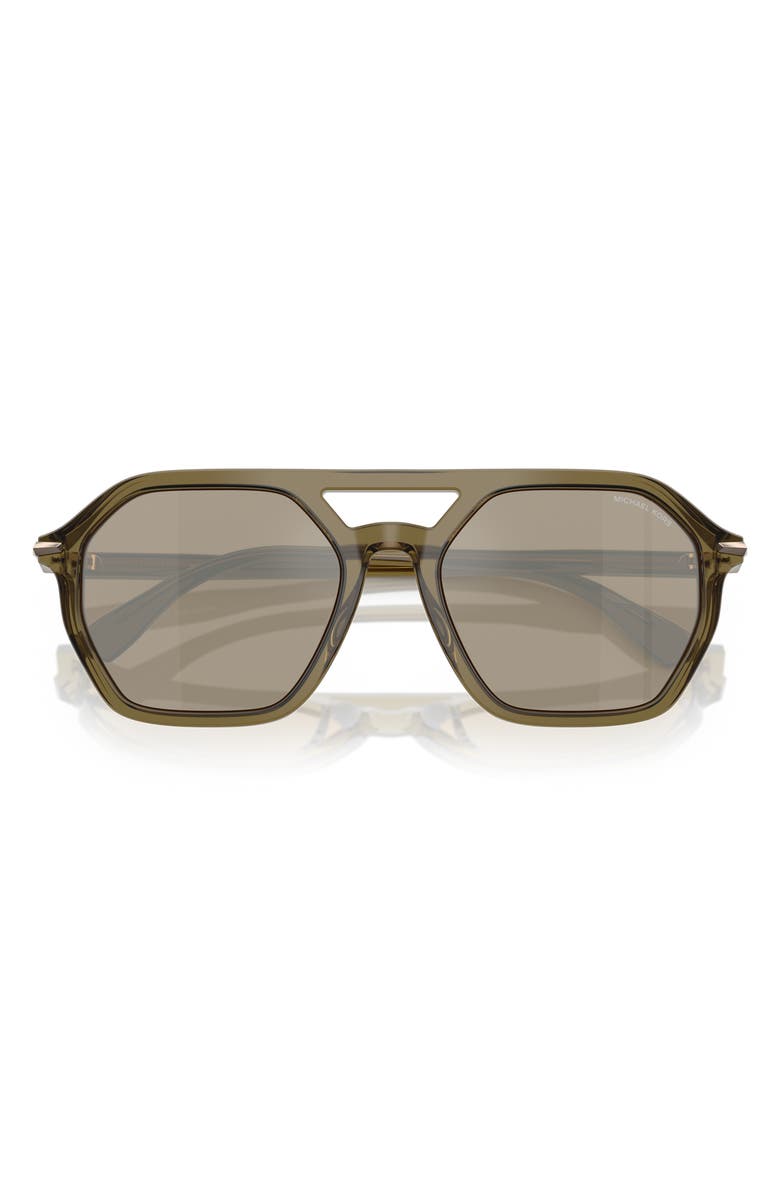 Michael Kors Jackson Hole 57mm Pilot Sunglasses, Alternate, color, Olive Transparent / Olive