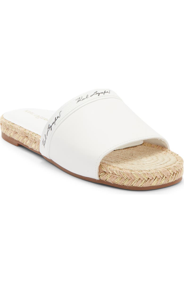 KARL LAGERFELD PARIS Tarzana 2 Script Espadrille Slide Sandal, Main, color, White