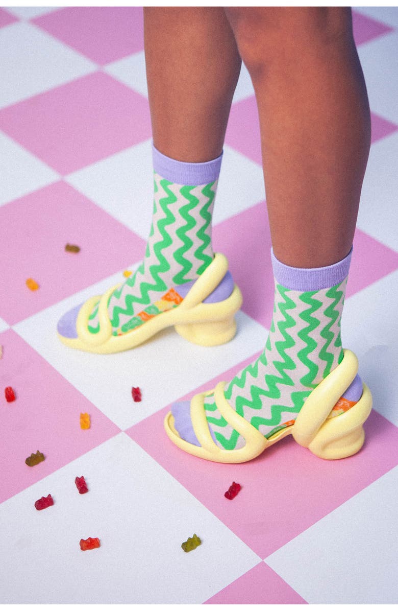 doiy Jelly Bear 3D Crew Socks, Alternate, color, Green Multi