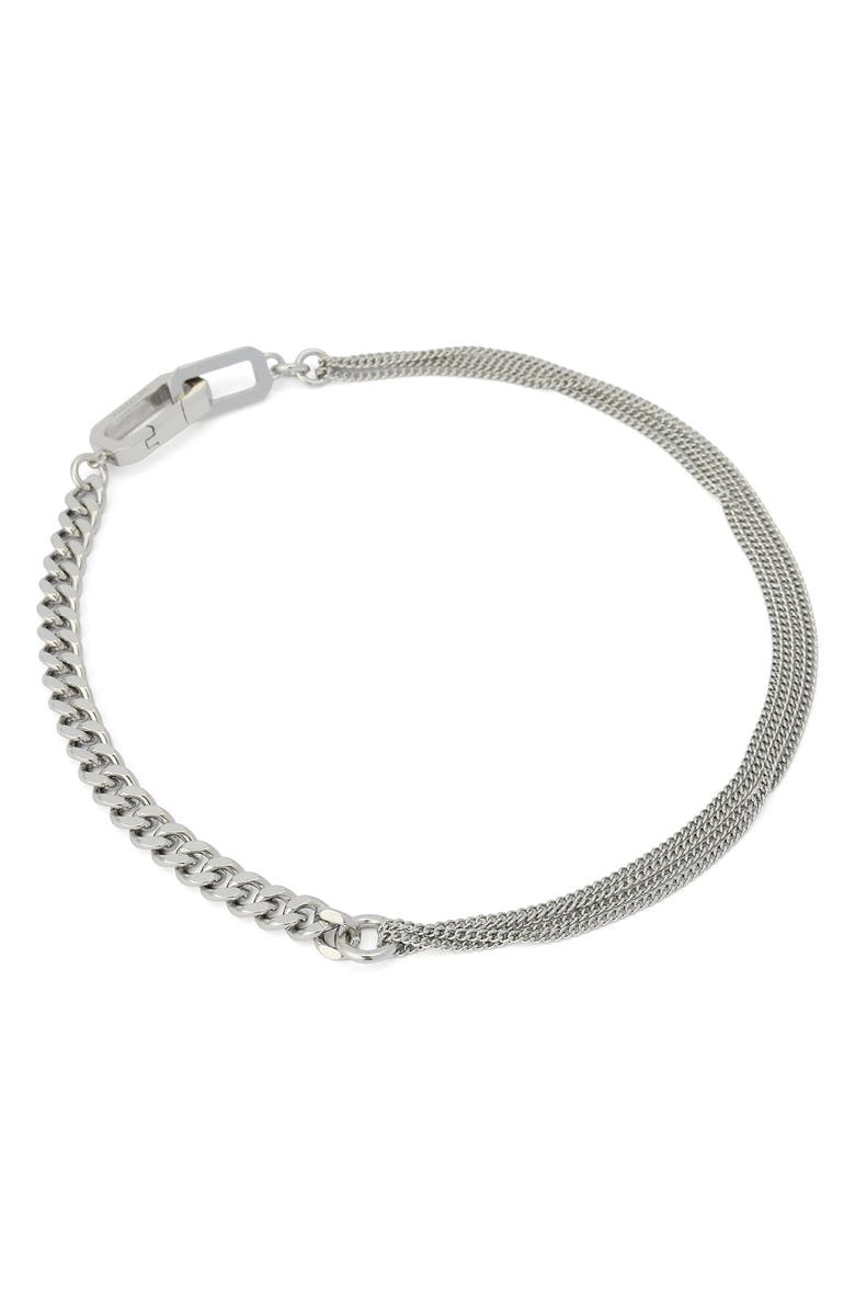 AllSaints Mix Chain Collar Necklace, Alternate, color, Shiny Silver