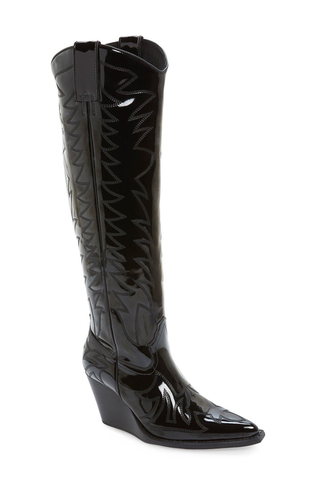 Jeffrey Campbell 'Bit Sky' Tall Wedge Western Boot, Main, color, 
