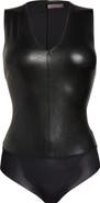 Commando Deep V-Neck Faux Leather Bodysuit