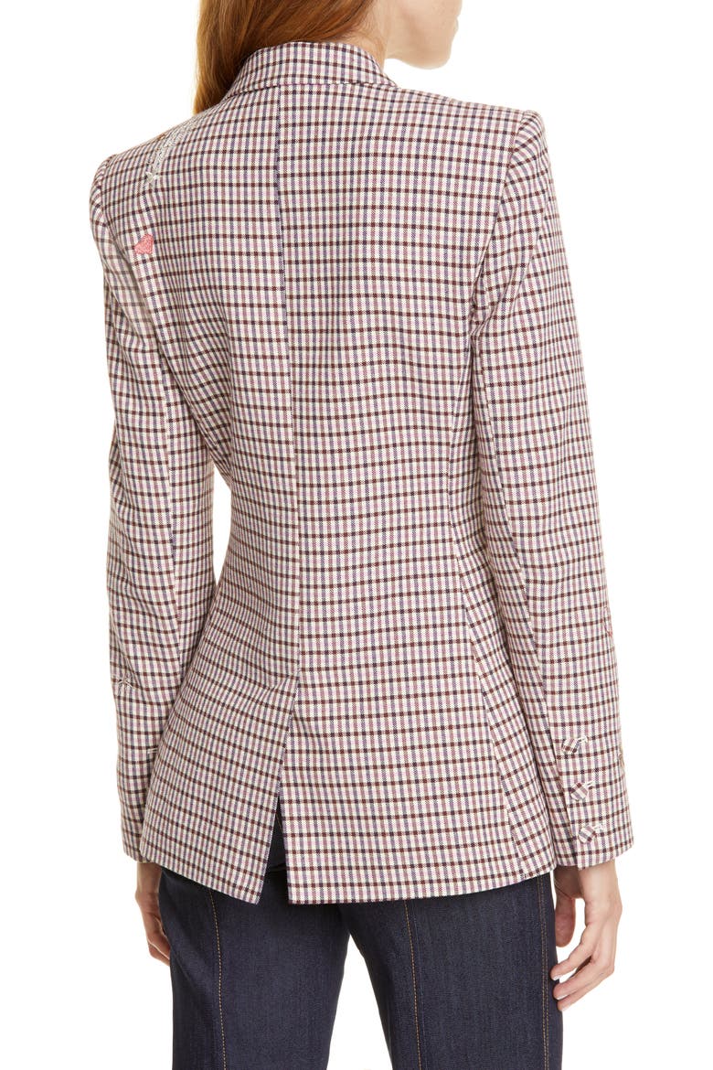 Estelle Check Embroidered Blazer, Alternate, color, METALLIC/ MULTI